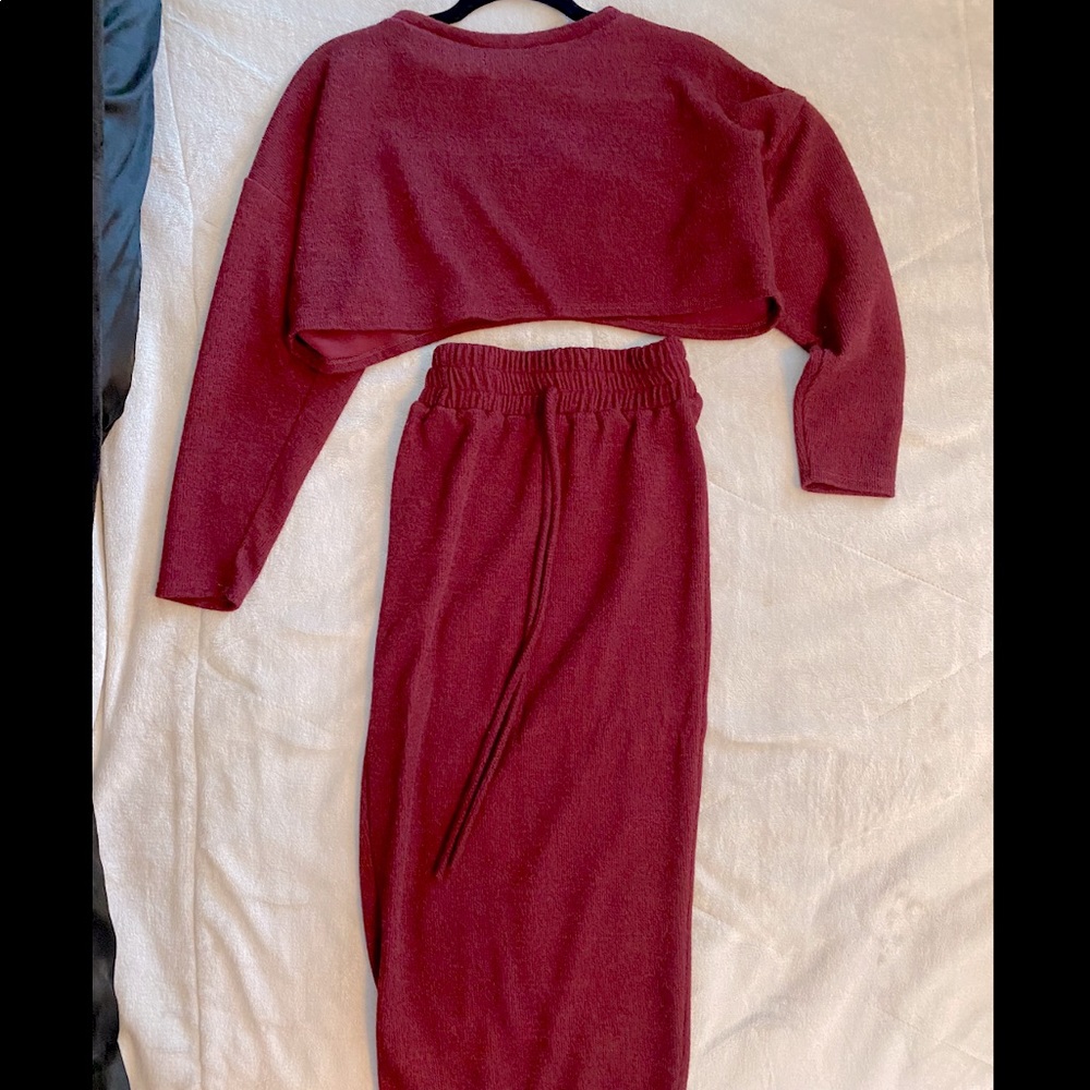 Crop top and skirt sweater set